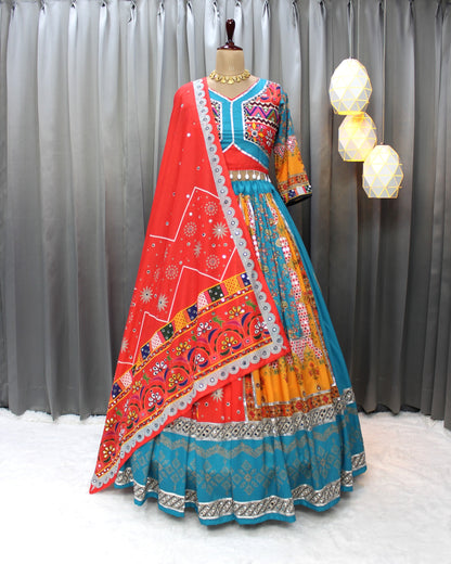 Vibrant Mirror Work Muslin Lehenga Choli Set 2 for Women