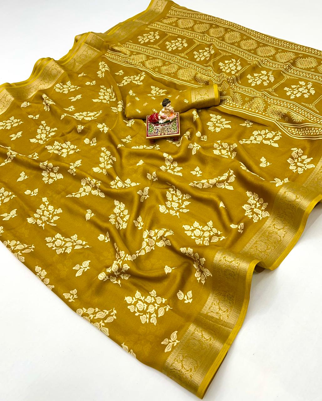 Calcutta Moss Mellow Georgette Printed Saree