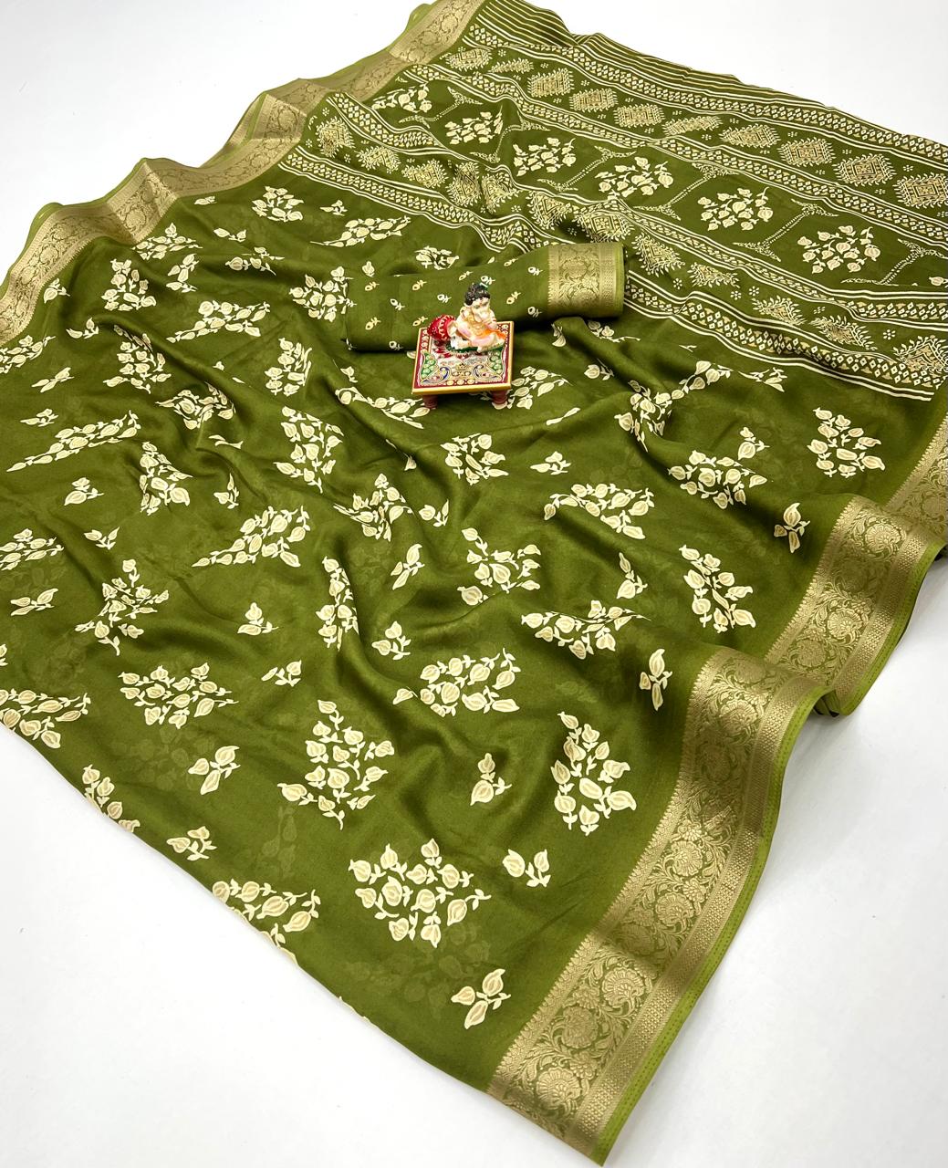Calcutta Moss Mellow Georgette Printed Saree for Women