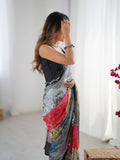 Multicolor Heavy Chinnon Printed Saree for Women