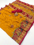 Mustard Moss Georgette Silk Saree With Foil Work for Women