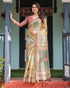 Mustard Olive Handloom Floral Heritage Saree with Pallu for Women