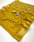 Mustard Moss Georgette Saree With Zari Border for Women