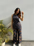 Navy Blue Ajrakh Printed Rayon Top Palazzo Set Women for Women