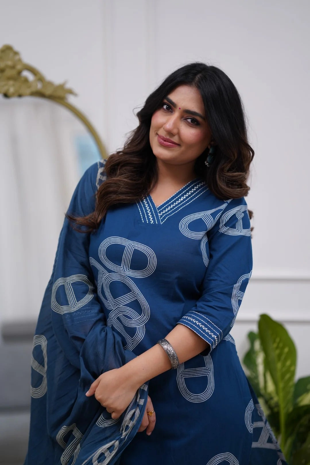 Navy Blue Embroidered Salwar Suit