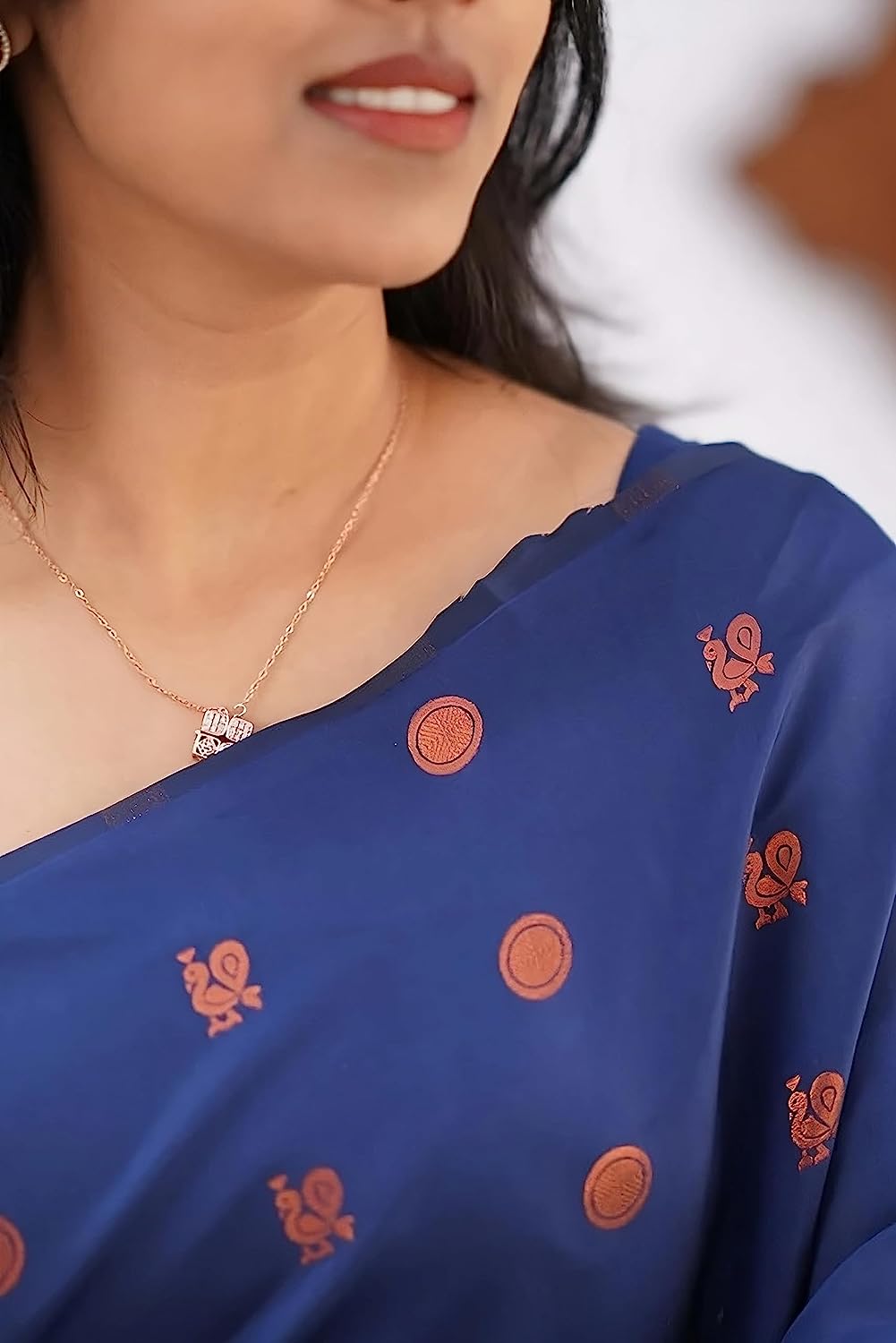 Navy Blue Zari Woven Banarasi Silk Saree for Women