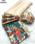 Off White Kalamkari Tussar Silk Saree with Blouse for Women