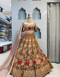 Olive Gold Floral Embroidered Jimmy Chu Lehenga Set
