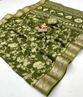 Olive Green Traditional Moss Georgette Saree Online