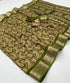 Olive Paisley Moss Georgette Saree With Zari Border for Women