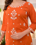 Orange Embroidered Kurta Pant Dupatta Set Online