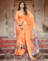 Orange Tussar Silk Saree with Zari for Women