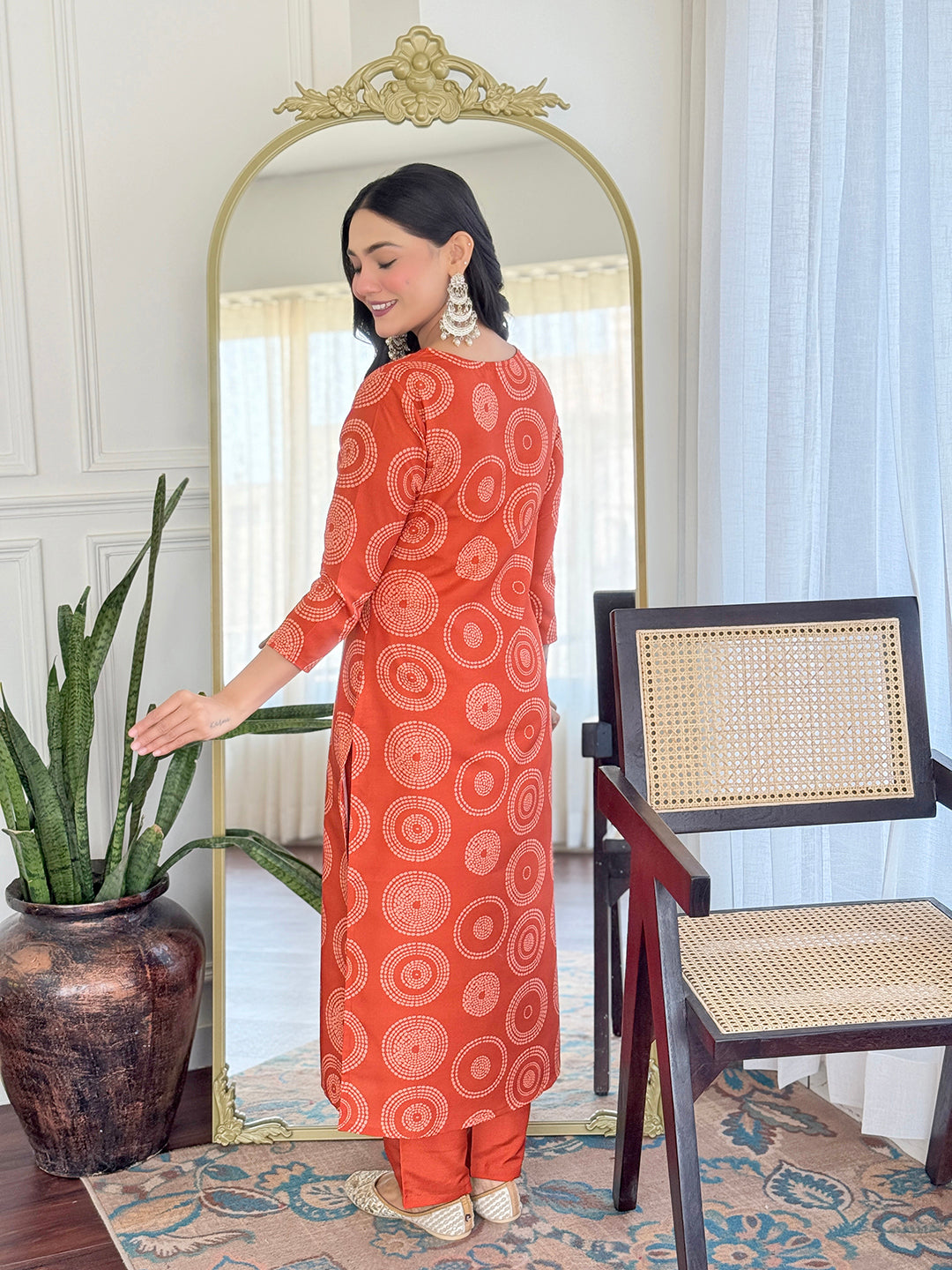 Orange Zariwork Brocade Readymade Salwar Suit