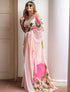 Peach Floral Linen Cotton Saree with Soft Printed Pallu for Women