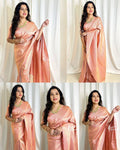 Peach Lichi Silk Saree with Rich Pallu & Jacquard Work