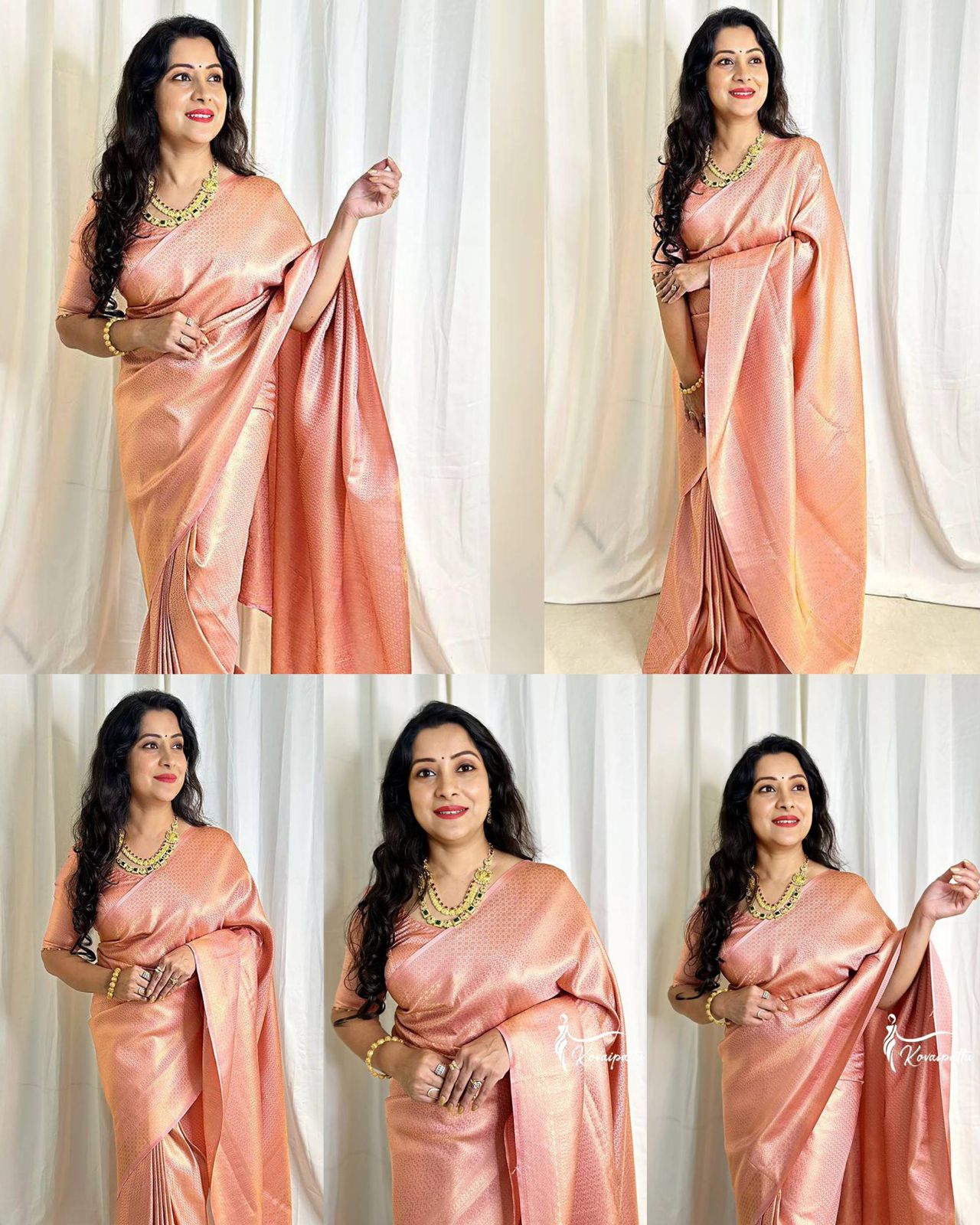 Peach Lichi Silk Saree with Rich Pallu & Jacquard Work