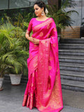 Designer Pink Banarasi Saree with Intricate Zari Motifs