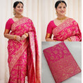 Rani Pink Banarasi Lichi Silk Saree with Zari Work