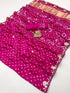 Traditional Pink Bandhani Gajji Silk Saree with Border for Women
