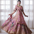 Pink Bridal Sequins Lehenga Set with Heavy Flare