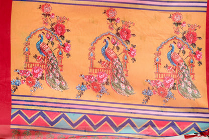 Pink Floral Georgette Saree with Designer Pallu for Women