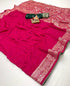 Rani Pink Maslin Silk Zari Woven Saree With Rich Pallu for Women