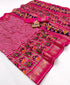 Pink Patola Print Pashmina Silk Saree With Mirror Work for Women