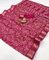 Pink Paisley Print Moss Georgette Saree With Zari Border for Women