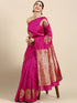 Rani Pink Soft Silk Saree with Traditional Zari Motifs for Women