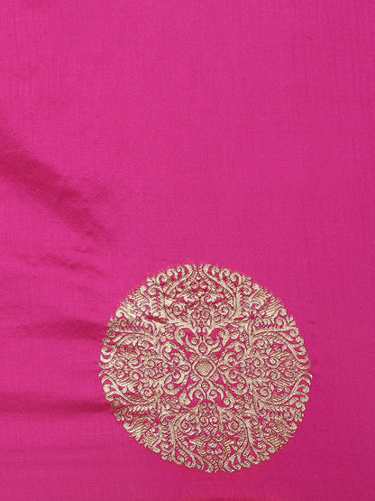 Rani Pink Soft Silk Saree with Traditional Zari Motifs for Women