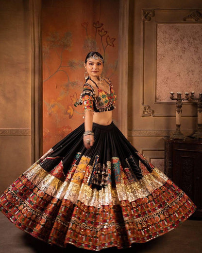 Premium Black Muslin Cotton Lehenga Choli Set for Women