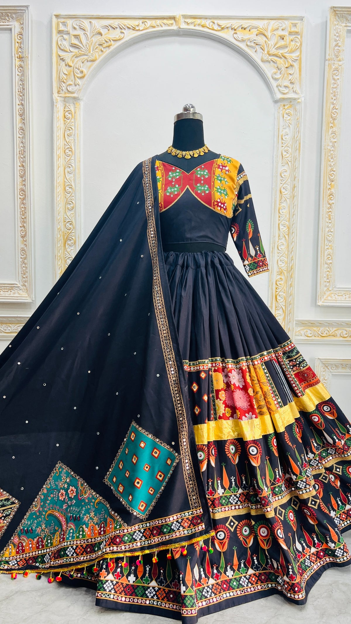 Premium Black Muslin Cotton Lehenga Choli Set for Women