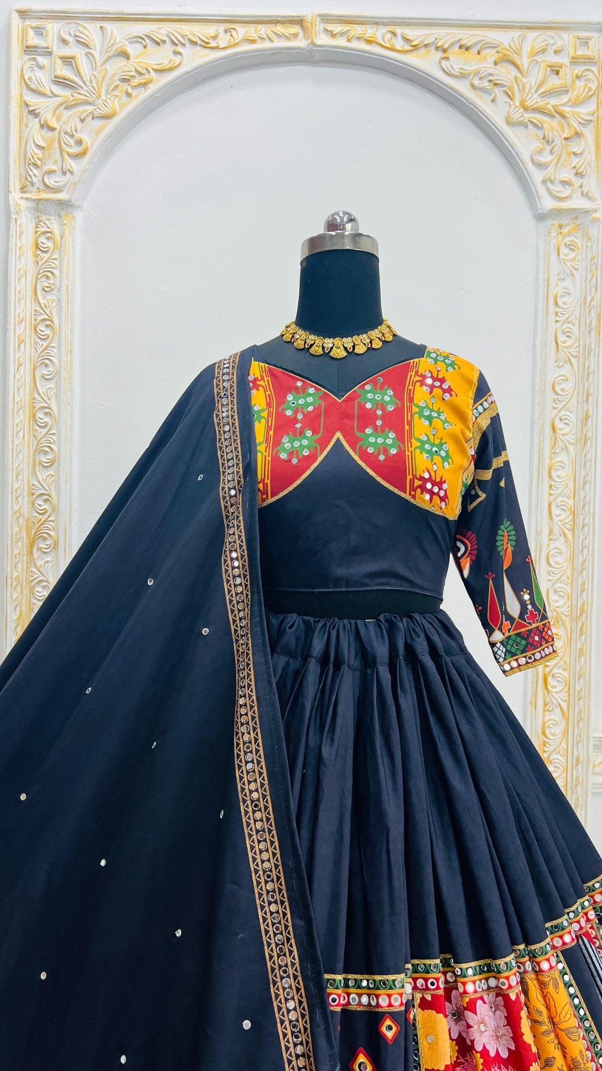 Premium Black Muslin Cotton Lehenga Choli Set for Women