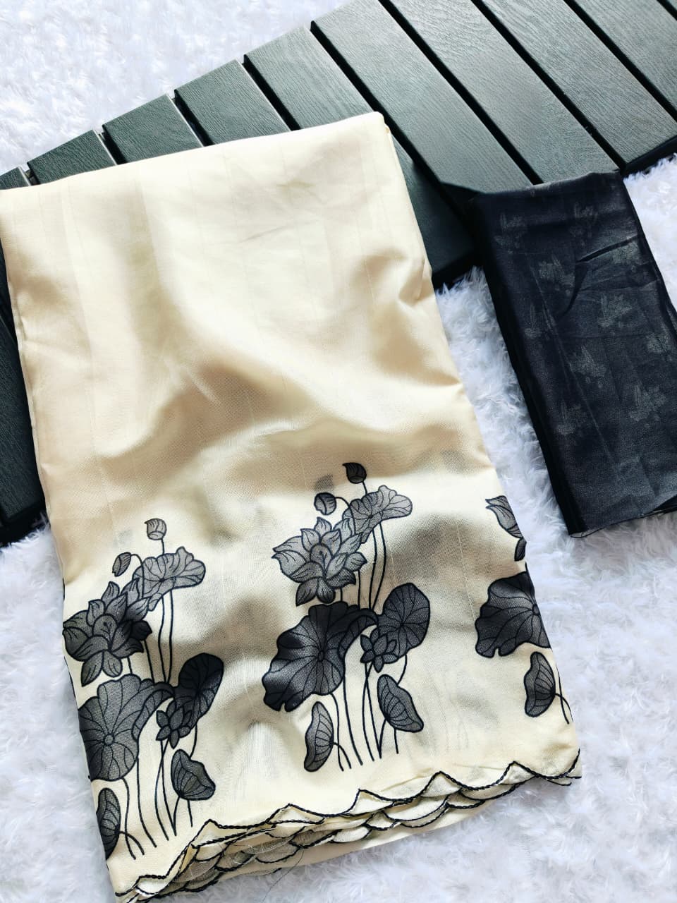 Premium Chikoo Floral Tussar Silk Ethnic Wear Saree for Women