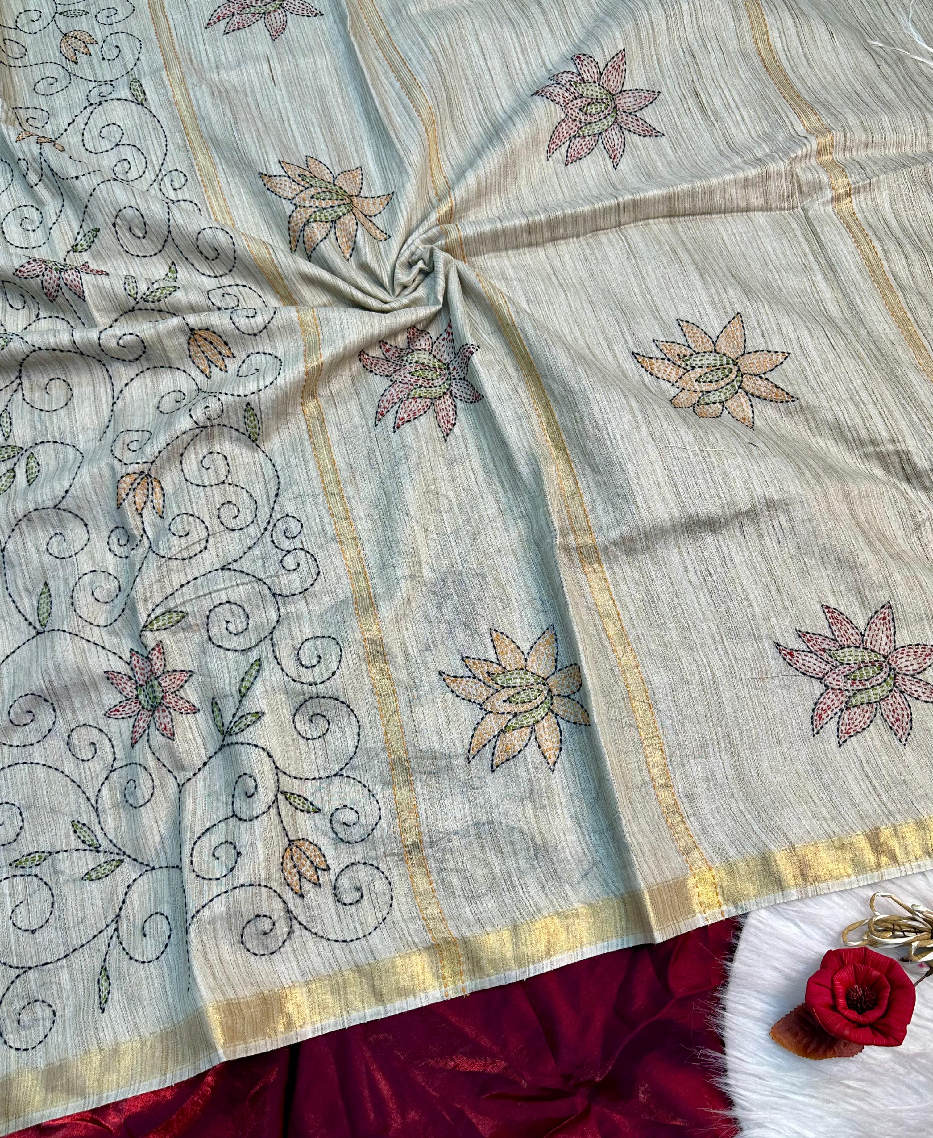Premium Handloom Silk Saree with Handkatha