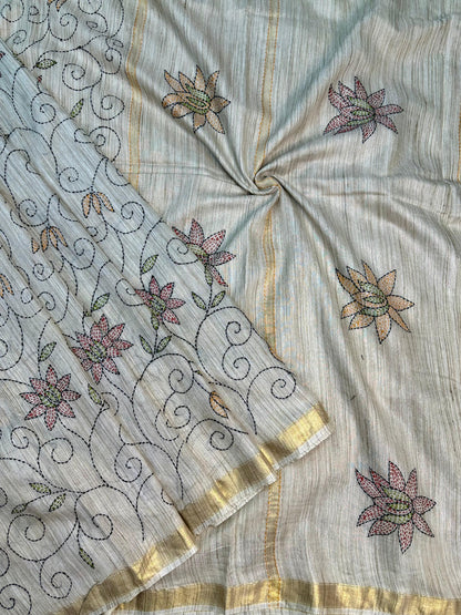 Premium Handloom Silk Saree with Handkatha for Women