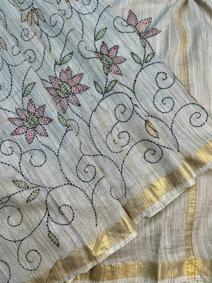 Premium Handloom Silk Saree with Handkatha for Women