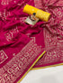 Premium Rani Pink Maslin Silk Saree with Gold Zari for Women