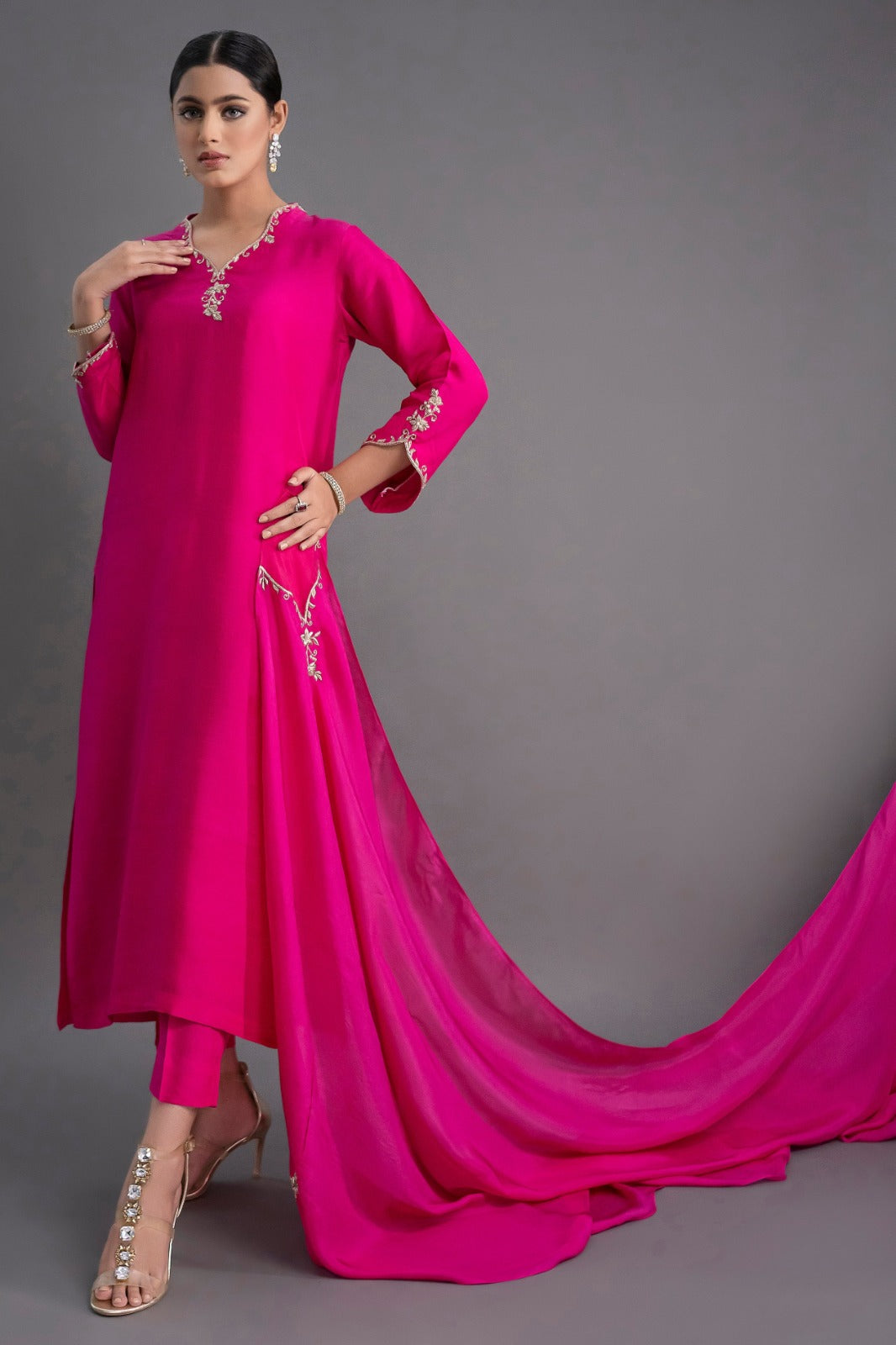 Premium Rani Pink Straight Kurta with Dupatta Set for Women