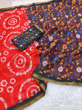 Premium Red Linen Saree with Multicolor Pallu