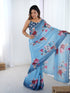 Premium Sky Blue Party Wear Chinon Saree for Women