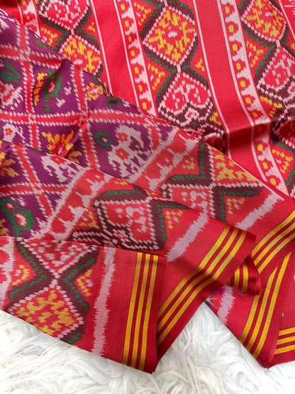 Pure Patola Silk Double Ikkat Saree with Zari Border for Women