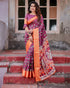 Purple Banarasi Silk Saree with Ethnic Print for Women
