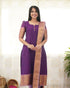 Purple Kanchi Cotton Kurti Set with Zari Dupatta for Women