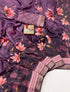 Purple Floral Cotton Saree With CutDana Work Blouse for Women