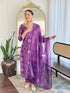 Purple Embroidered Rayon Kurti Pant Dupatta Set for Women