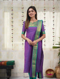 Purple Ethnic Cotton Kurti Dupatta Set for Women