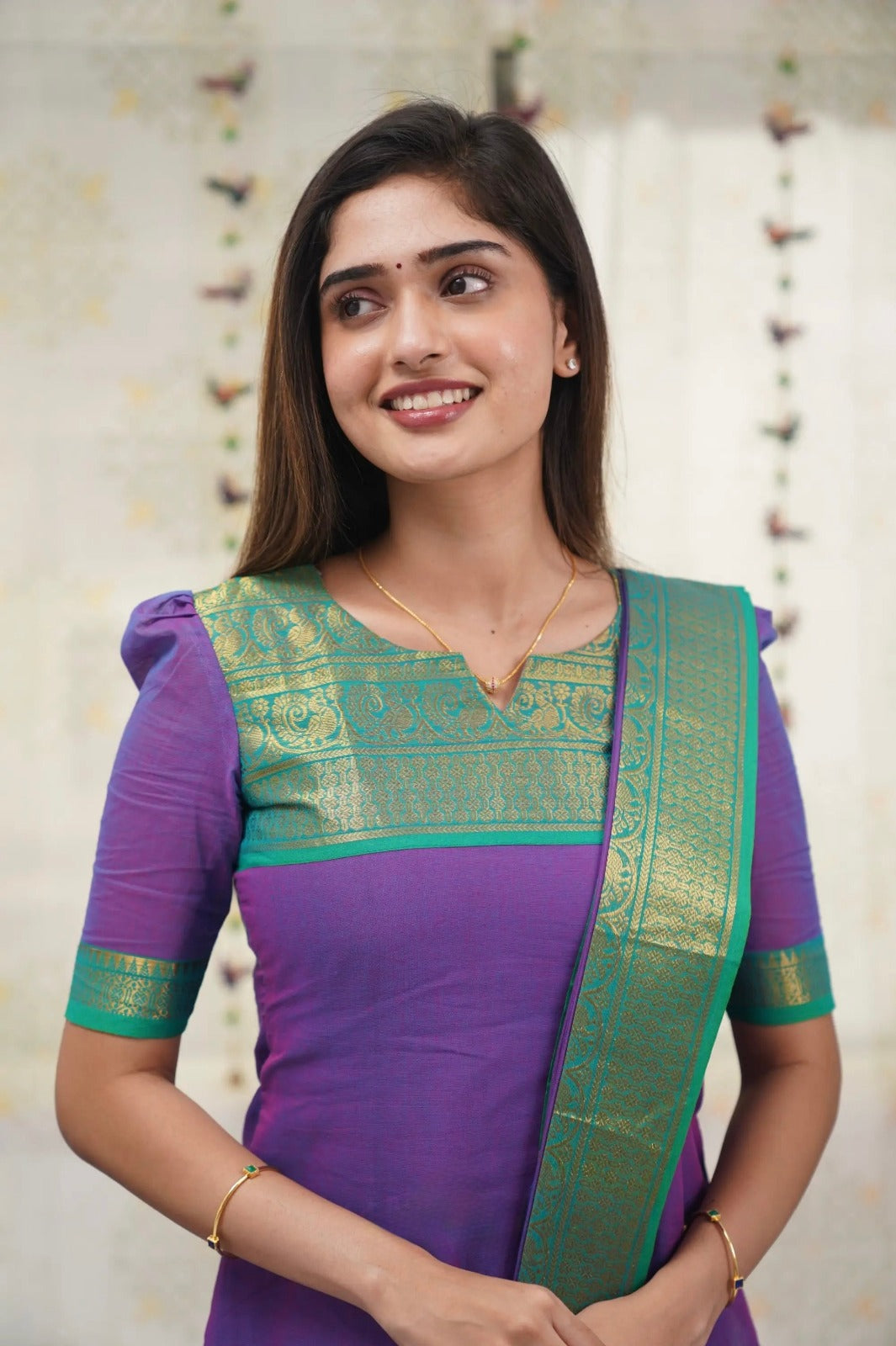Purple Ethnic Cotton Kurti Dupatta Set for Women