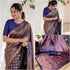Purple Lichi Silk Saree with Rich Golden Jacquard Work for Women