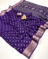 Purple Moss Georgette Saree With Zari Border for Women
